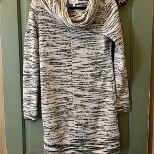 Lou & Grey Black and White Cowl Neck Sweater
